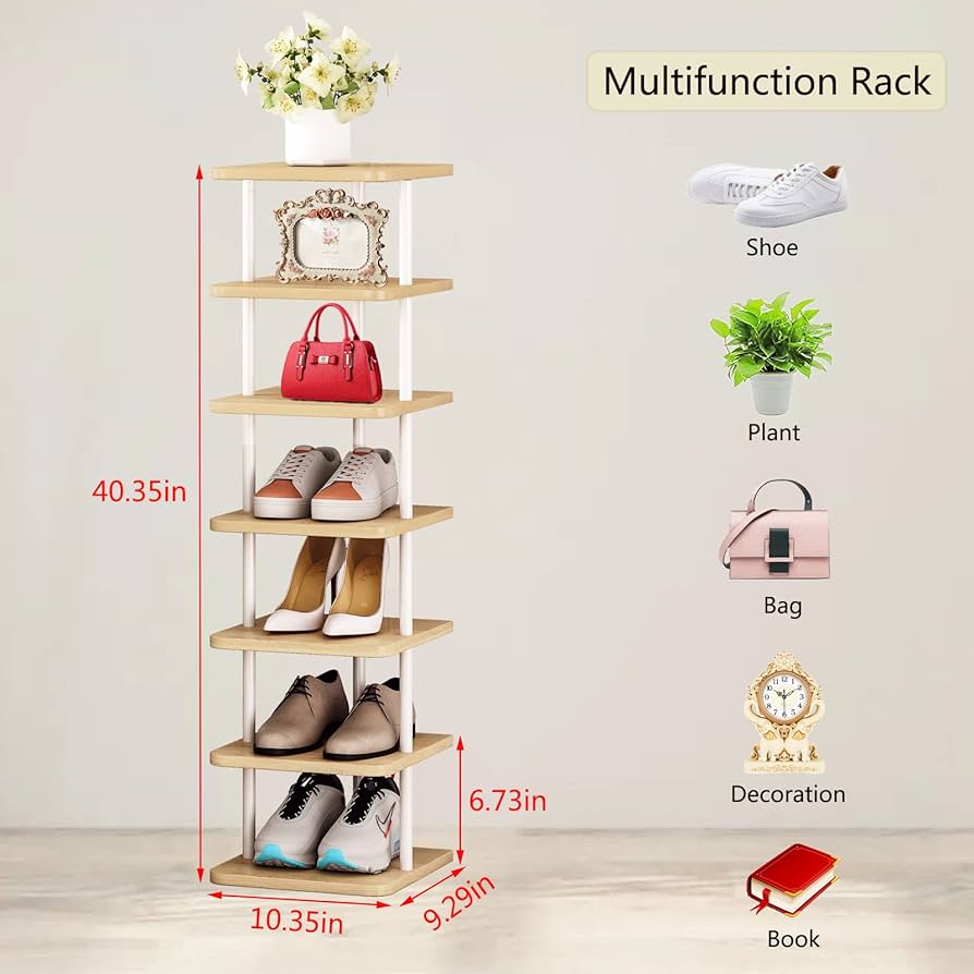 Amazon｜SORCEDAS 7段 縦型シューズラック 木製靴収納